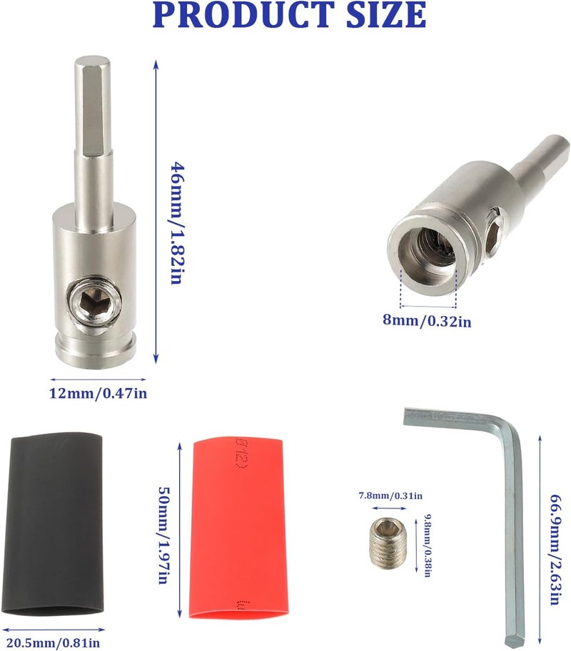 BOJACK Amp Input Reducer 8 Gauge to 8 Gauge Wire Car Stereo Power/Ground GA adapters with Hex Screw Clamp Includes Extra Screws, Heat Shrink Tubes and Hex Tool for Car Audio Systems (Pack of 2) - Image 2